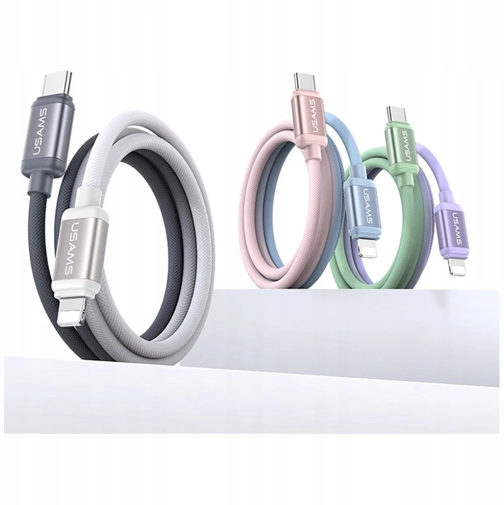 Kabelis USAMS Bicolor Series SJ757 PD 30W USB-C/Lightning 1.2m mėlynas ir rožinis