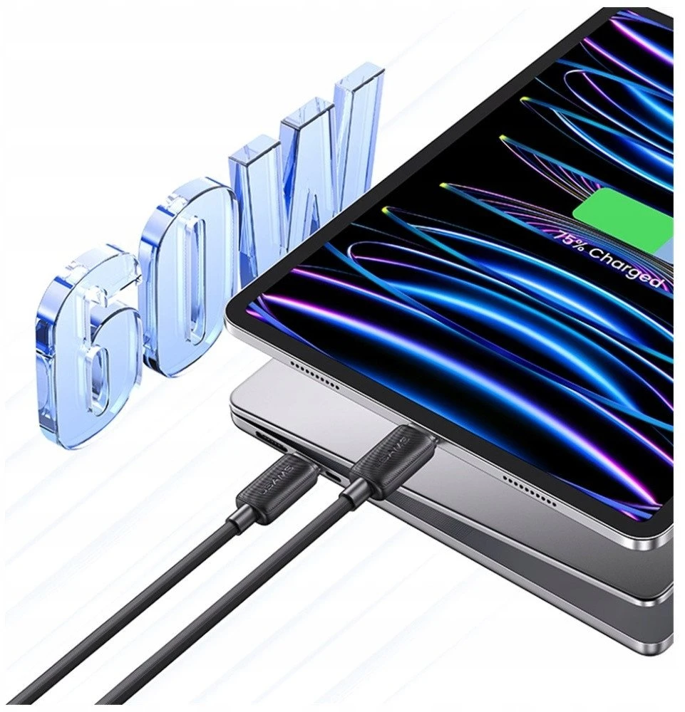 Kabelis USAMS KY Series US-SJ691 60W USB-C į USB-C 1m baltos spalvos