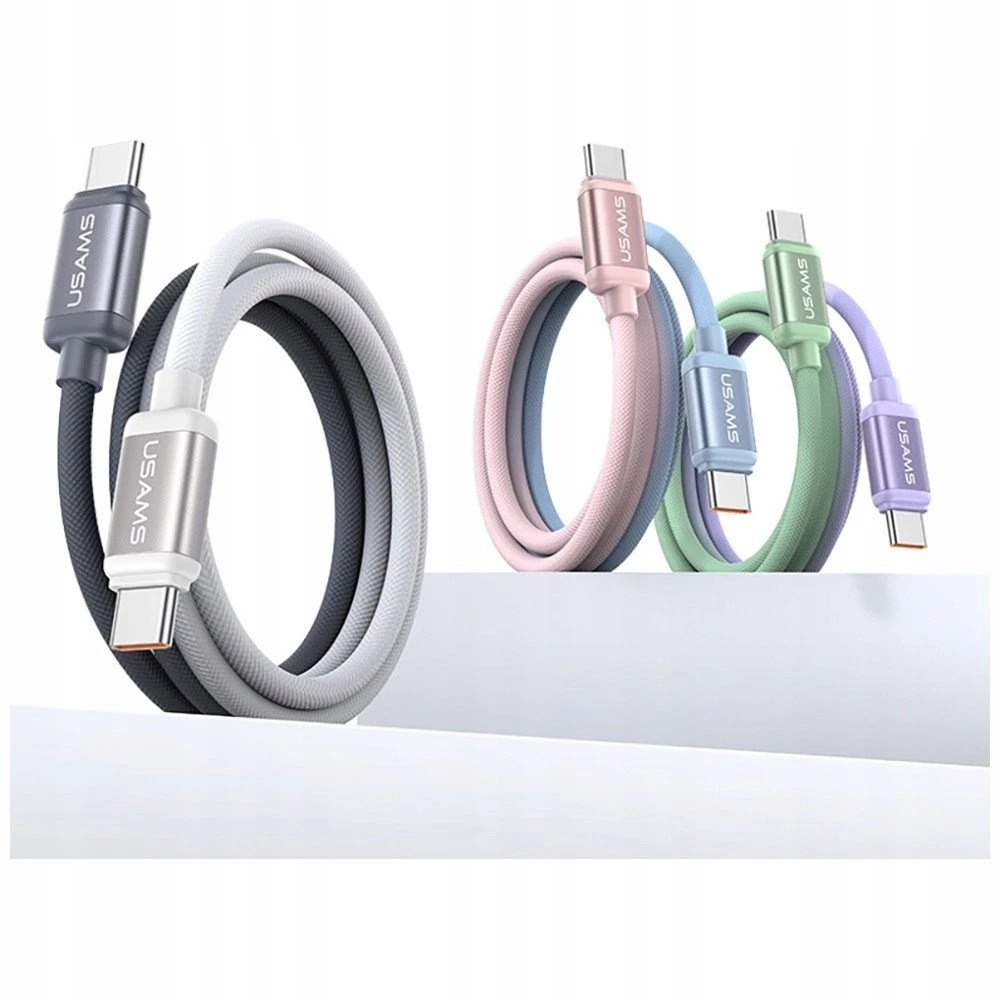 Kabelis USAMS Bicolor Series SJ756 PD 60W USB-C/USB-C 1.2m žalios spalvos and violetinės spalvos