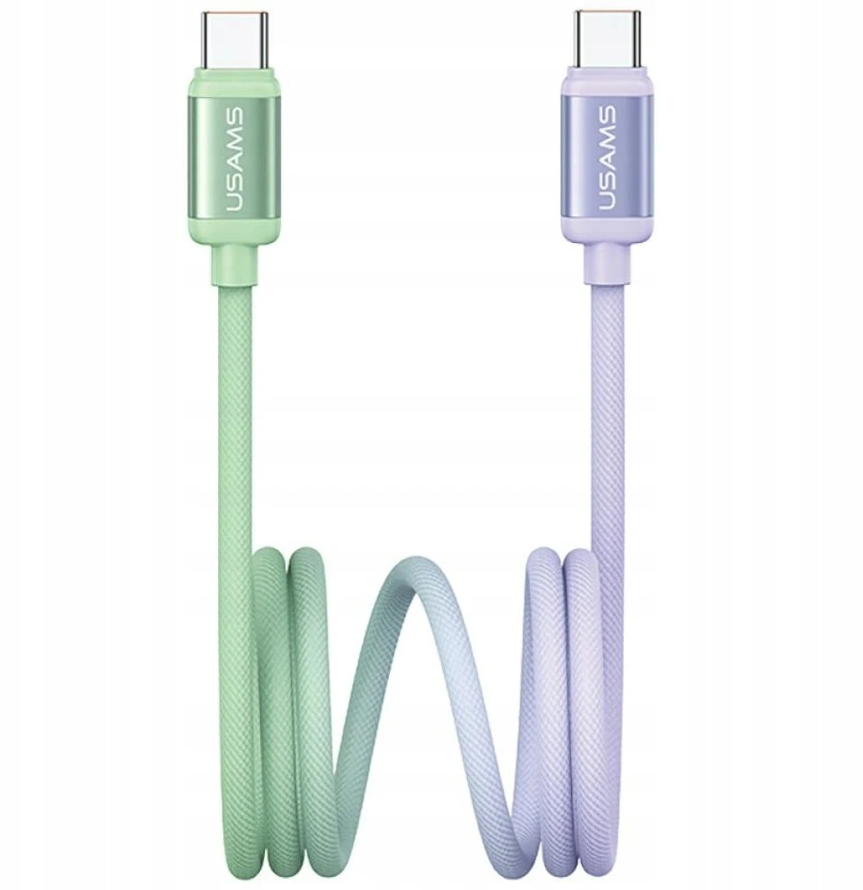 Kabelis USAMS Bicolor Series SJ756 PD 60W USB-C/USB-C 1.2m žalios spalvos and violetinės spalvos