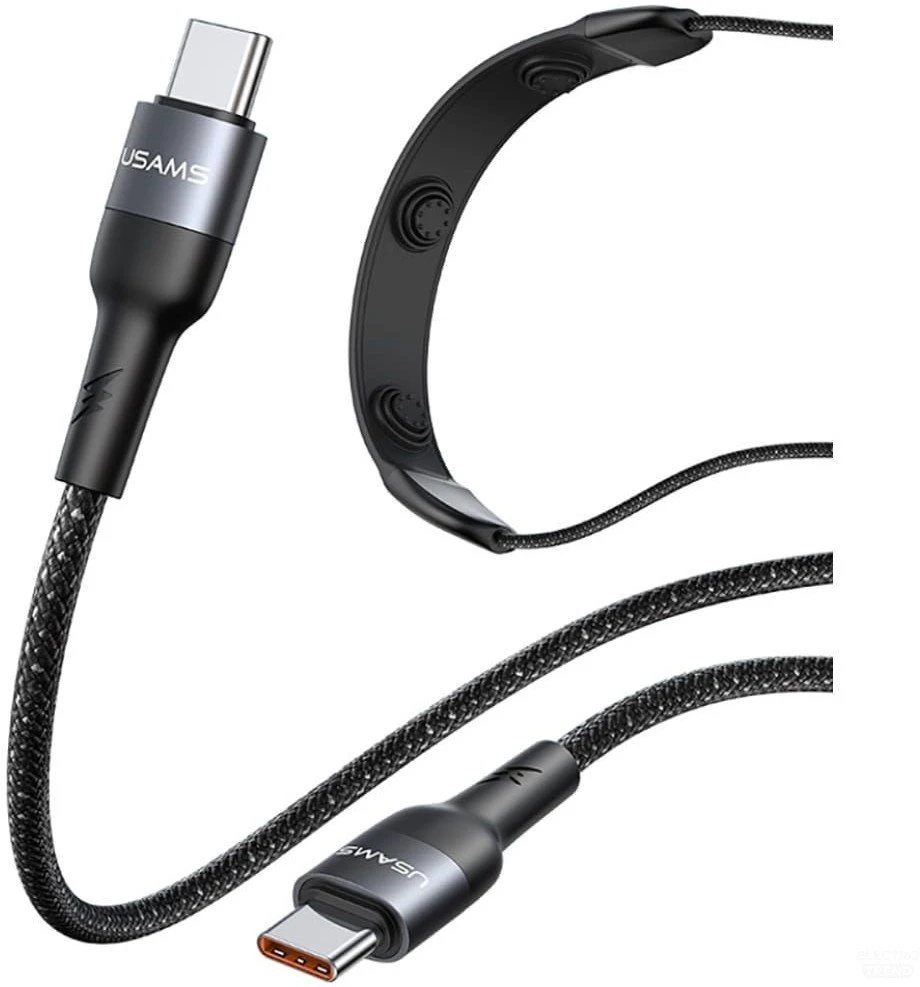 Kabelis USAMS SJ759 U89 100W Fast Charging with massager juodos spalvos