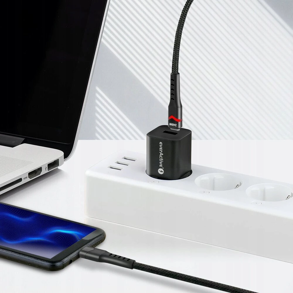 USB-C / USB-C LED RGB KABELIS „everActive CBB-2PDRS“ 200 cm 48 V 5 A 240 W