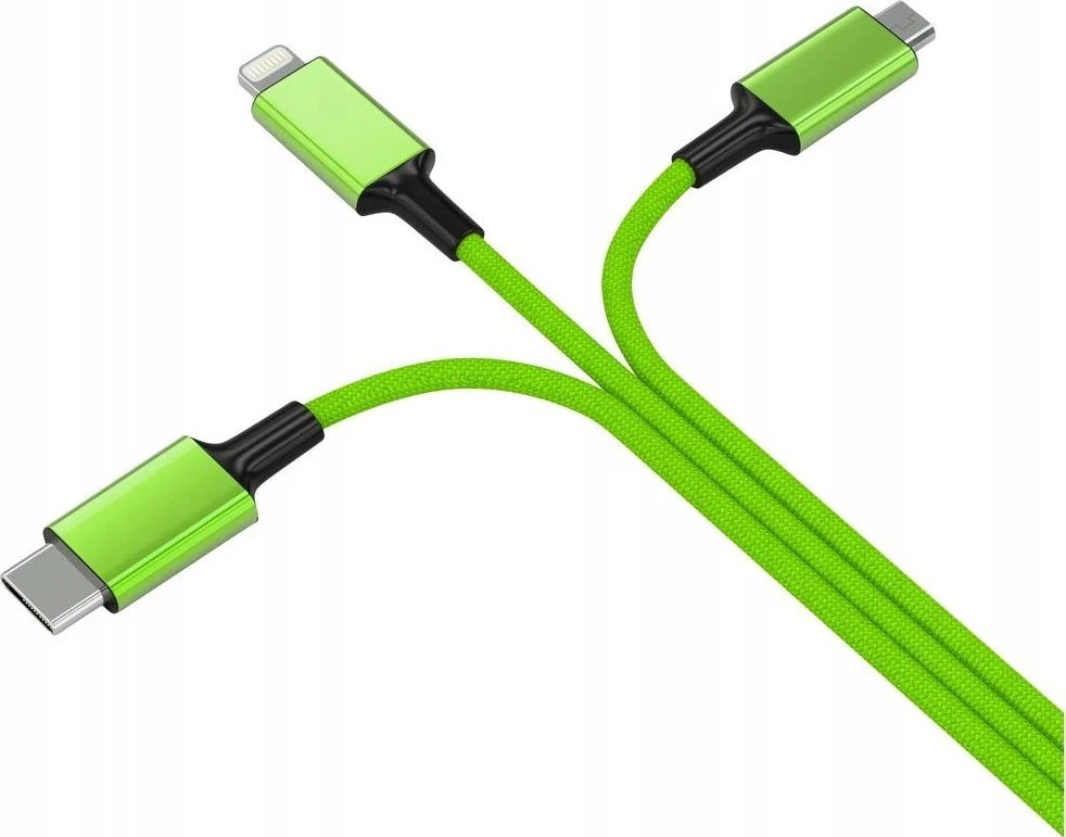USB kabelis USB-A + USB-C - USB-C 1.2 m Žalias (SMRTER_HYDRA_ULT_GN)