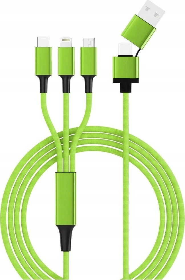 USB kabelis USB-A + USB-C - USB-C 1.2 m Žalias (SMRTER_HYDRA_ULT_GN)