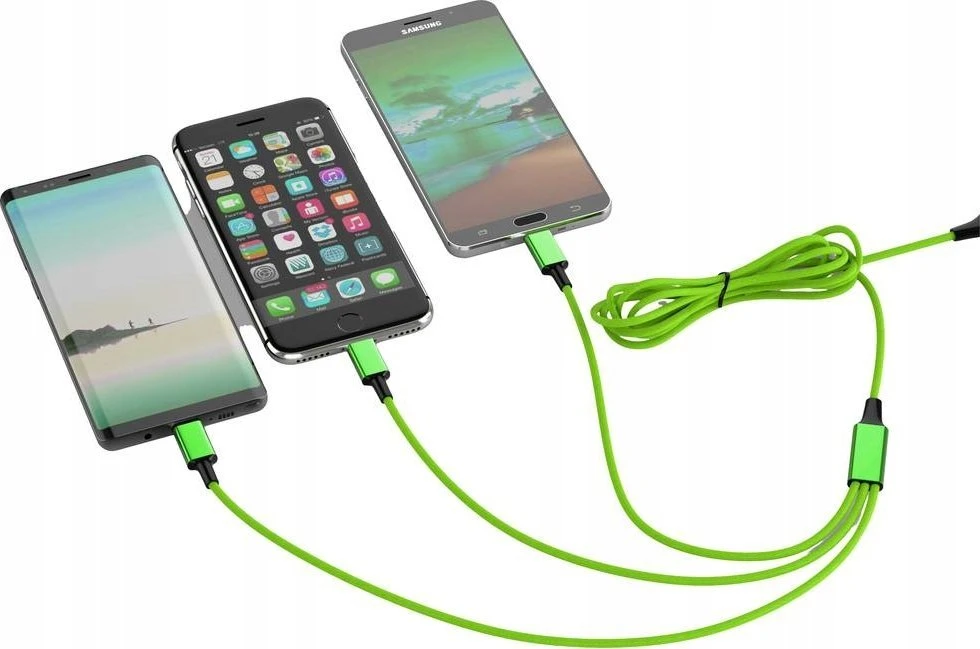 USB kabelis USB-A + USB-C - USB-C 1.2 m Žalias (SMRTER_HYDRA_ULT_GN)