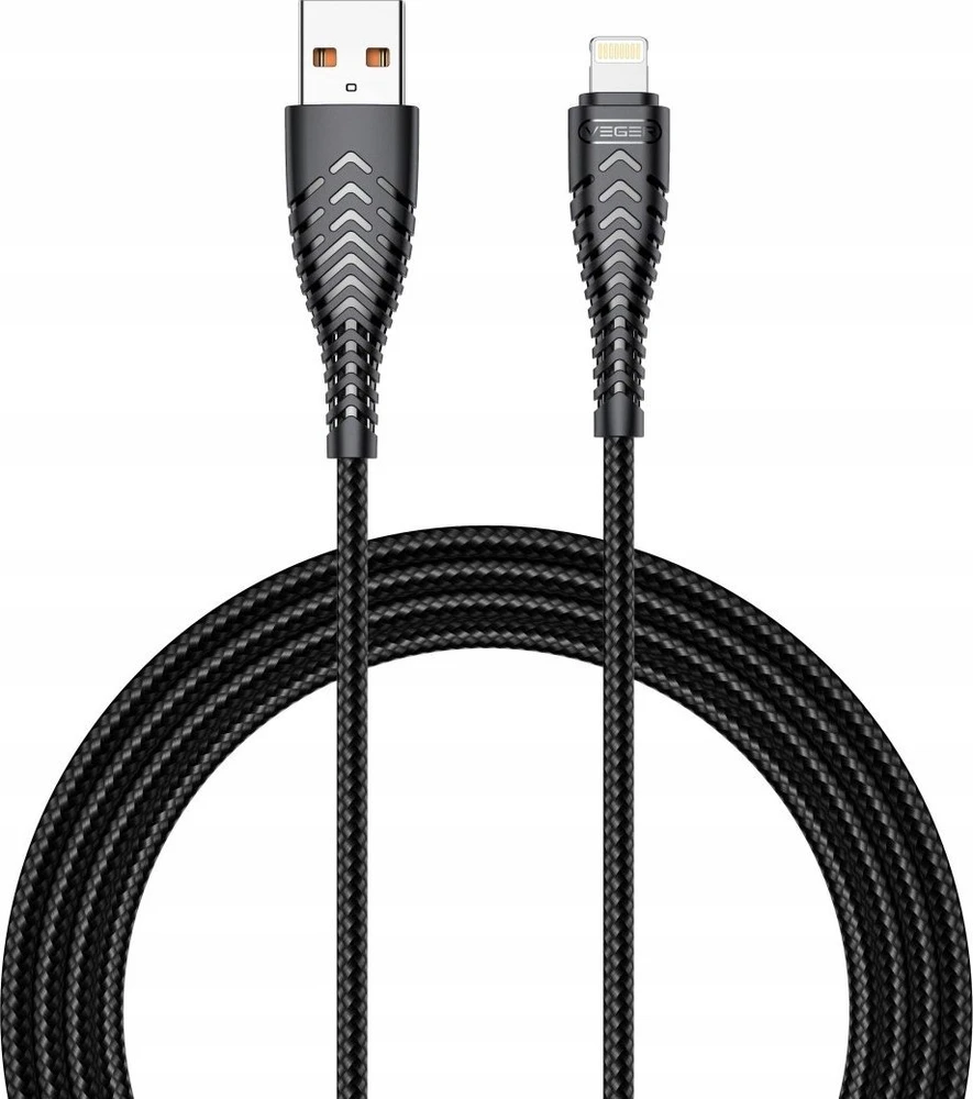 USB A į Lightning kabelis VEGER 2,4A V105 1,2 m juodas