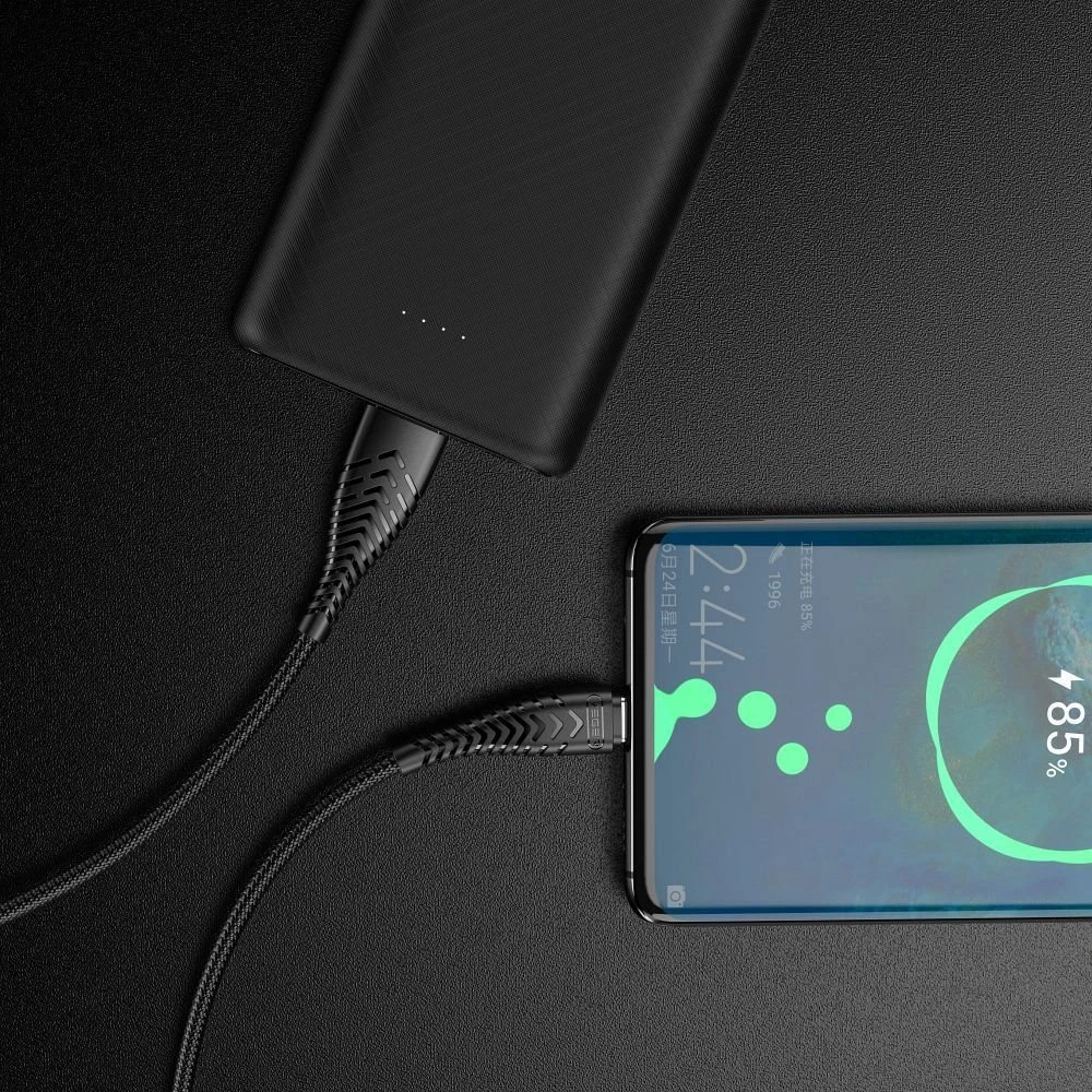 USB A tipo į USB C tipo kabelis VEGER 2,4A V104 1,2 m juodas
