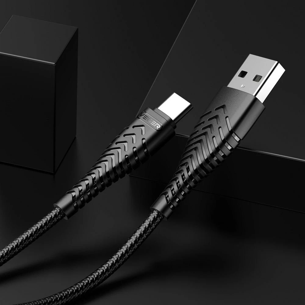 USB A tipo į USB C tipo kabelis VEGER 2,4A V104 1,2 m juodas