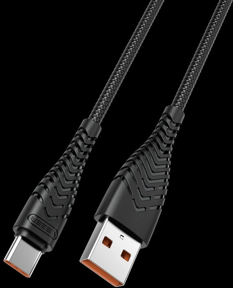 USB A tipo į USB C tipo kabelis VEGER 2,4A V104 1,2 m juodas
