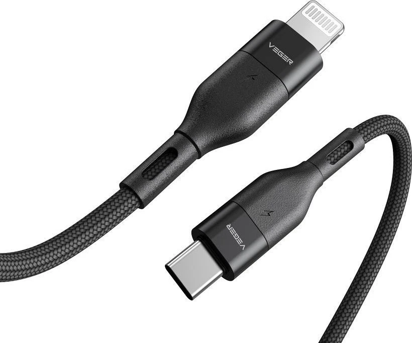 C tipo laidas į „Lightning“ VEGER PD 3A 27W CL01 1,2 m juodas