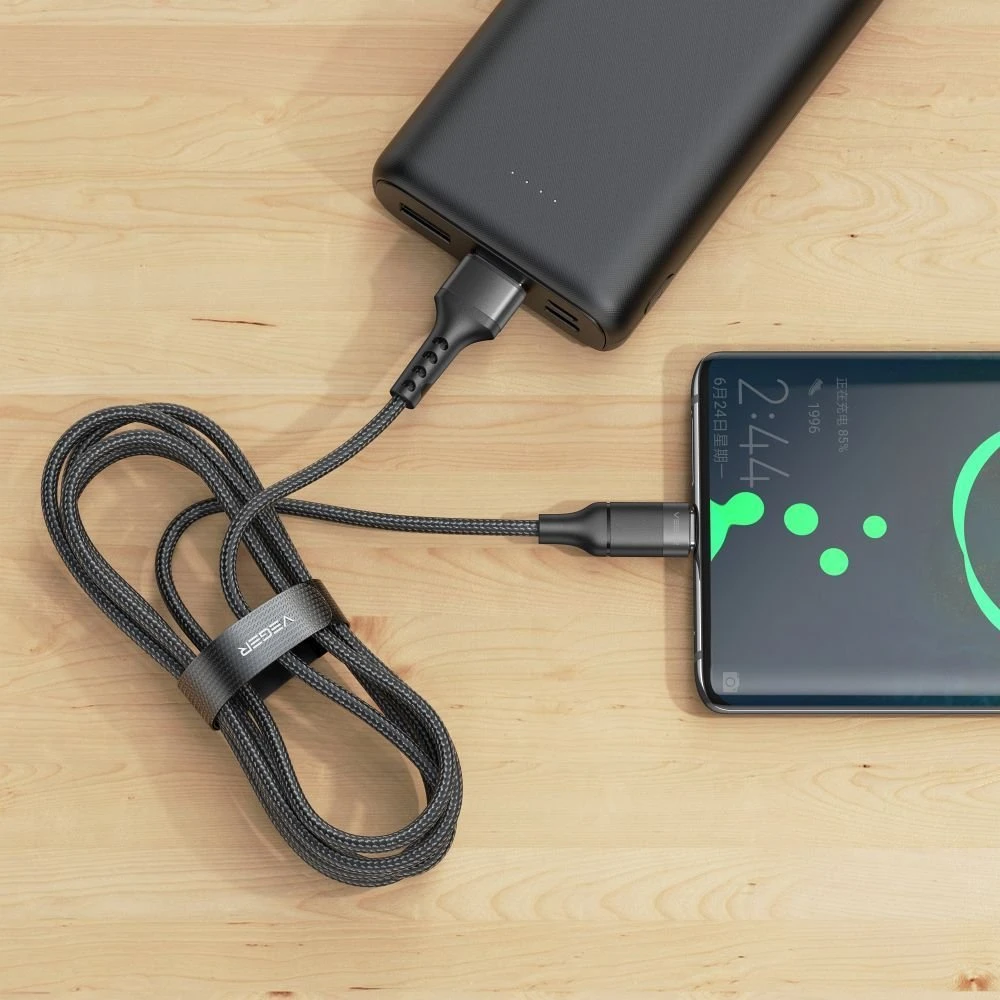 USB A tipo į USB C tipo laidas VEGER PD 5A 100W AC03 1,2 m juodas