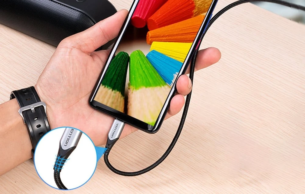 Vention USB 2.0 A į USB-C 3A kabelio ventiliacija CODHF 1 m pilka
