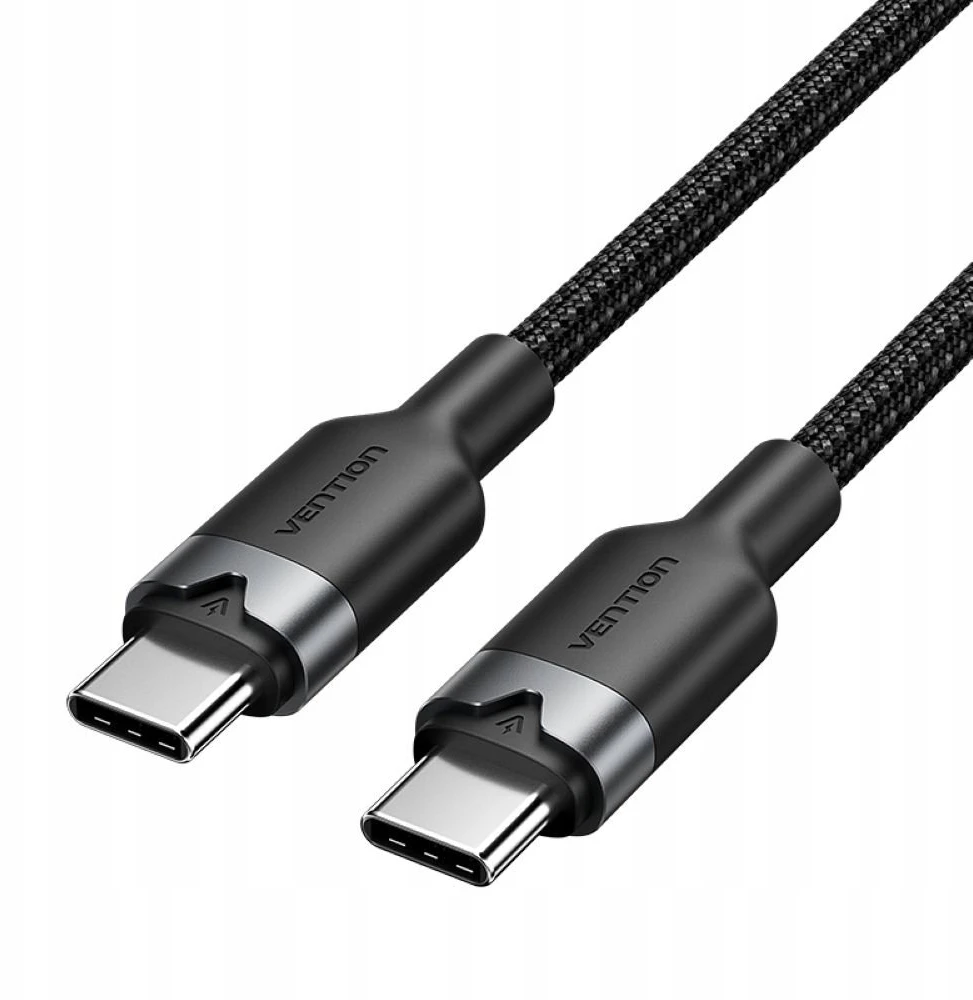 Kabelis USB Vention TRDBF USB-C do USB-C w oplocie 3A 480Mbps 60W PD 1m Juodas