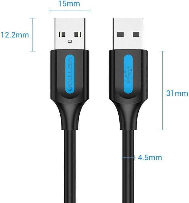 Vention USB 2.0 kabelis Ventiliacija COJBH 2m Juodas PVC