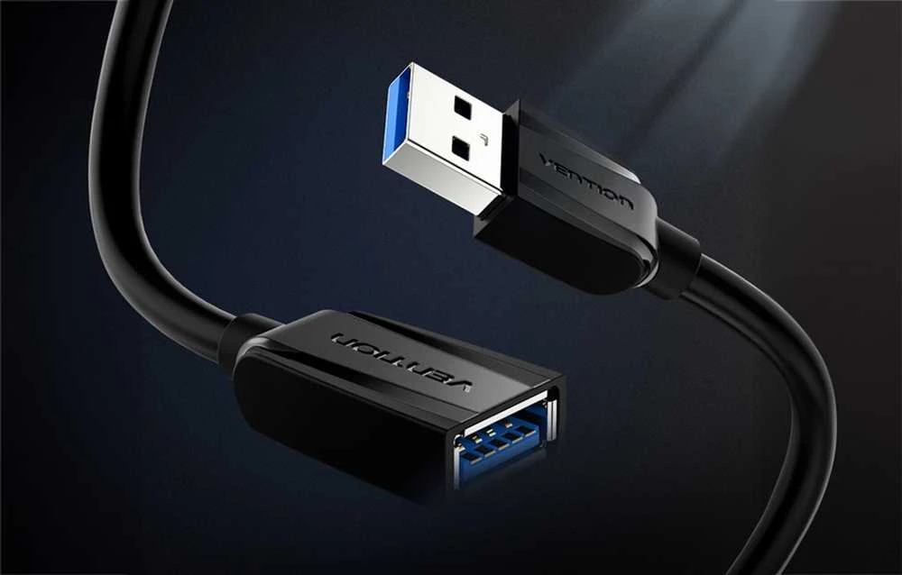 Vention Prailginimo kabelis USB 3.0, išorinis USB į moterišką USB, ventiliacija 3 m (juoda)