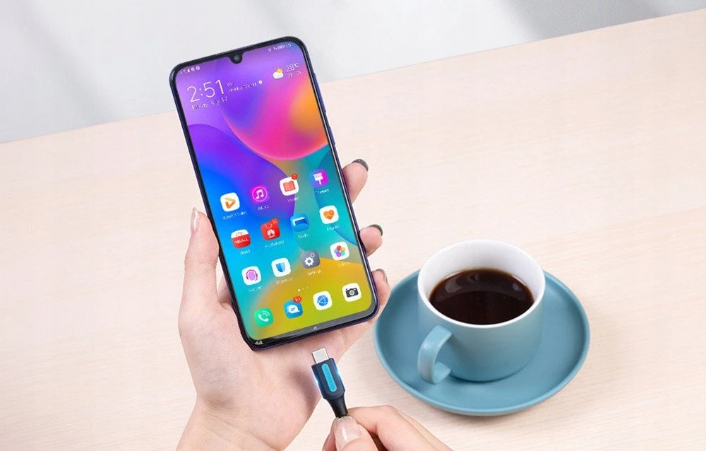 Vention USB 2.0 A į USB-C 5A kabelio anga CORBF 1m juodas PVC