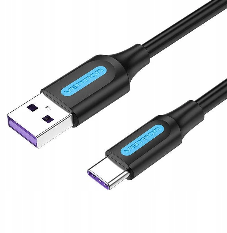 Vention USB 2.0 A į USB-C 5A kabelio anga CORBF 1m juodas PVC