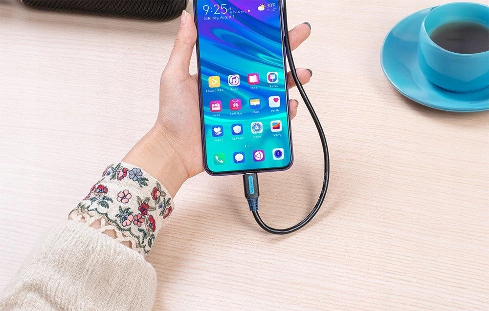 Vention USB 2.0 A į USB-C 5A kabelio anga CORBF 1m juodas PVC