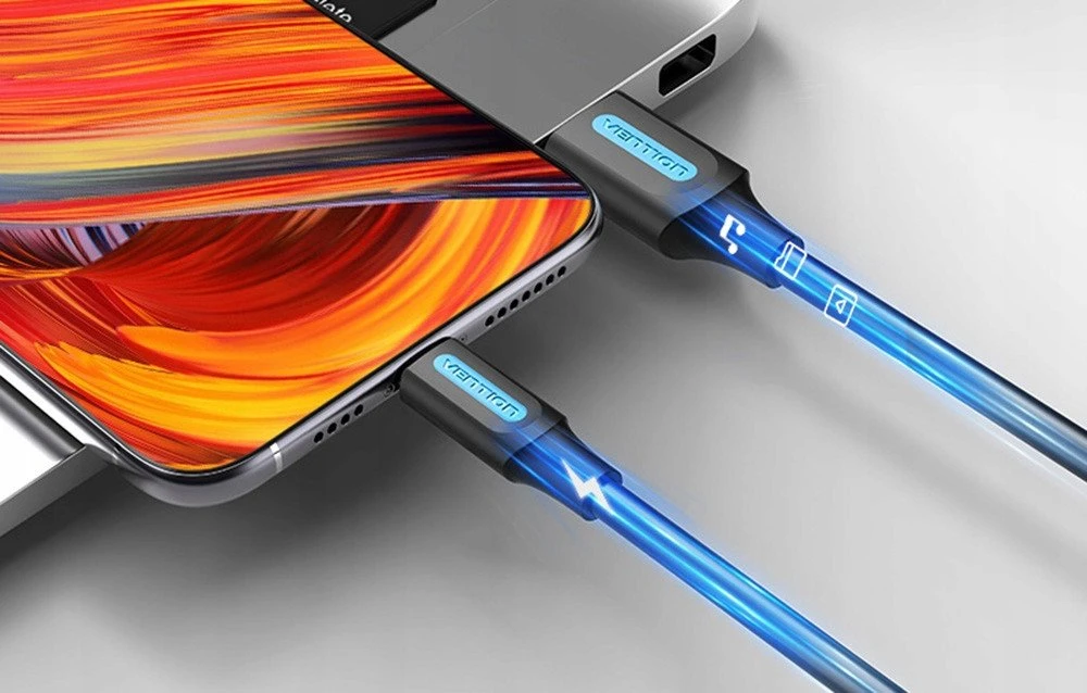 Vention USB 2.0 A į USB-C 5A kabelio ventiliacija CORBG 1.5 m juodas PVC