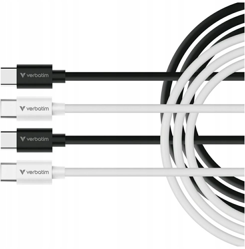 Verbatim Sync & Charge USB-C į C essentials 60W laidas juodos spalvos / baltos spalvos 2 vnt. 32391