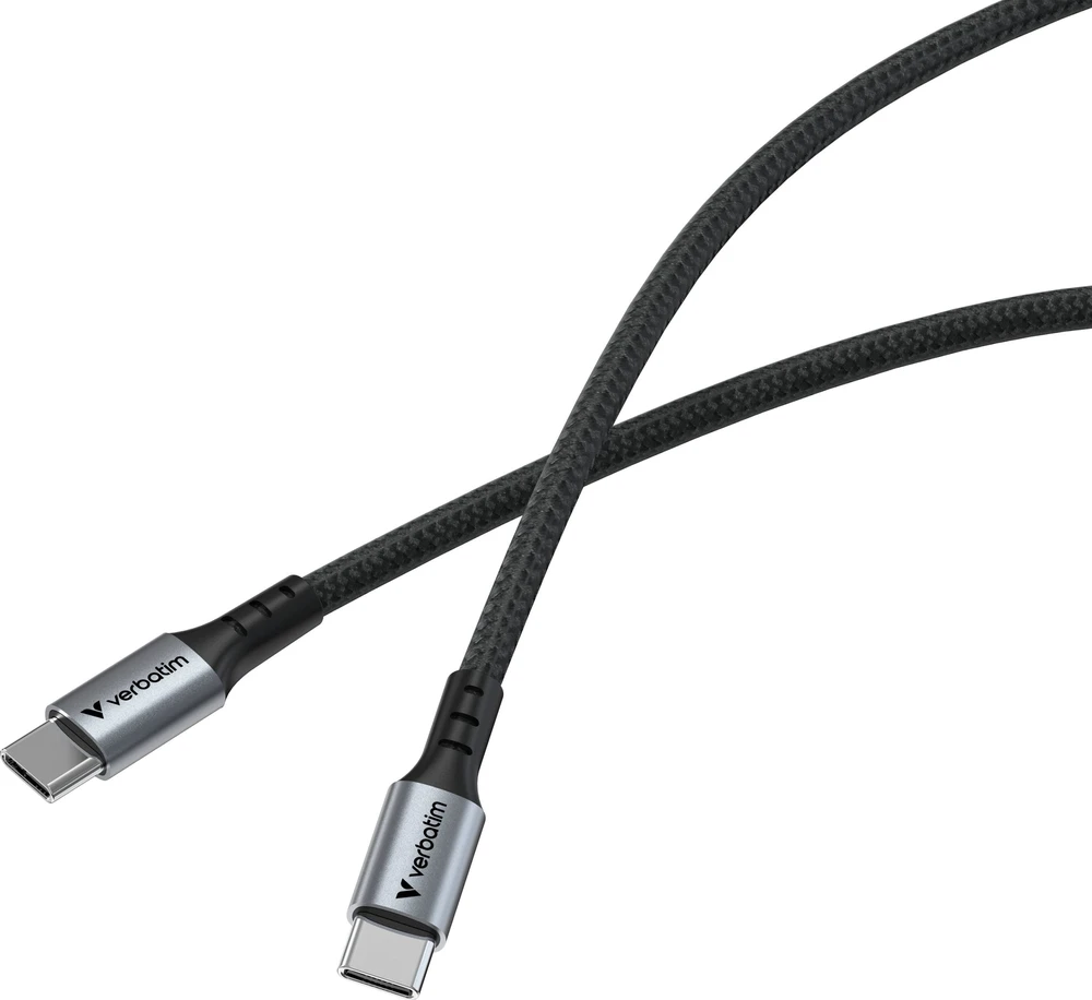 „Verbatim“ sinchronizavimo ir įkrovimo laidas USB-C į USB-C, 100 W, 120 cm, Juodas