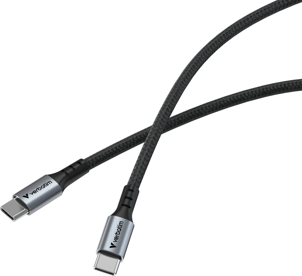 „Verbatim“ sinchronizavimo ir įkrovimo laidas USB-C į USB-C, 60 W, 120 cm, Juodas
