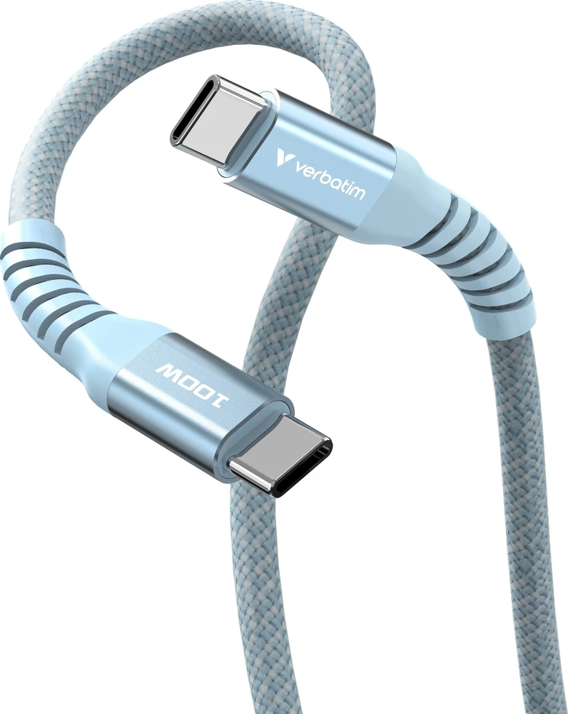 „Verbatim“ magnetinis sinchronizavimo ir įkrovimo laidas USB-C į USB-C, 100 W, 120 cm, Mėlyna