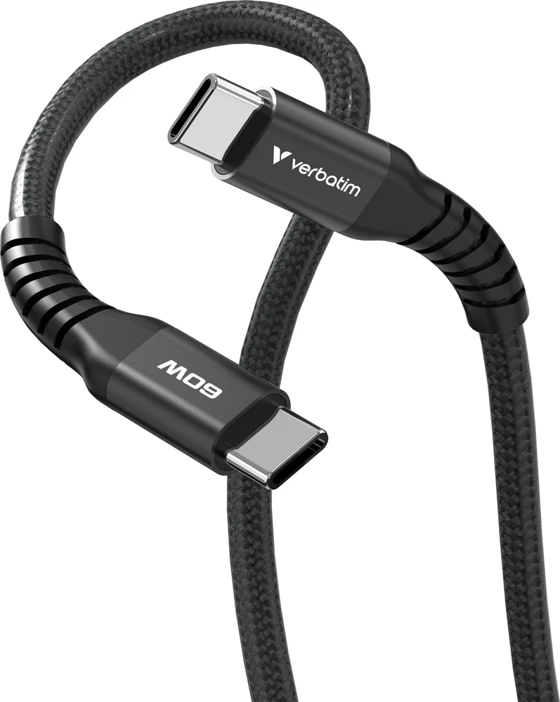 „Verbatim“ magnetinis sinchronizavimo ir įkrovimo laidas USB-C į USB-C, 60 W, 120 cm, Juodas