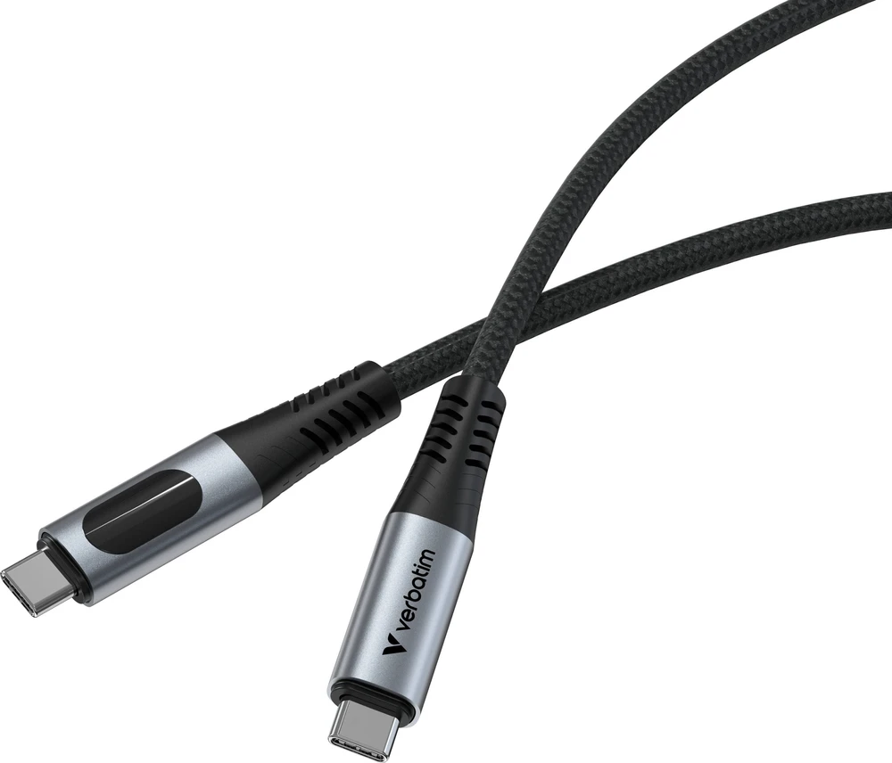Kabelis Verbatim Sync & Charge USB-C į USB-C 100W display 120cm juodos spalvos 31848