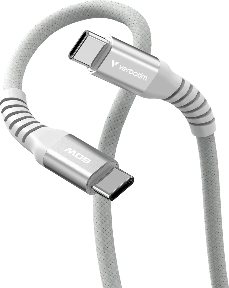 „Verbatim“ magnetinis sinchronizavimo ir įkrovimo laidas USB-C į USB-C, 60 W, 120 cm, pilkas