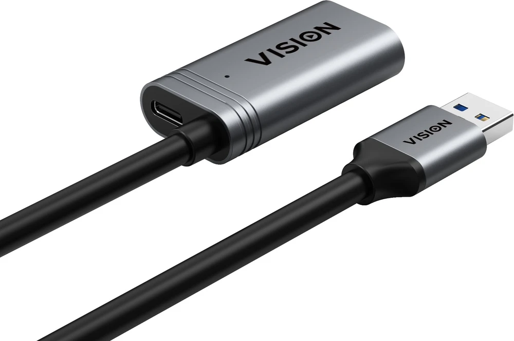 Kabelis USB Vision 5m Aktywny przedłużacz USB A (f) do USB A (m) USB 3.0 3 Gb/s (TC 5MUSB3.0EXT+/BL)