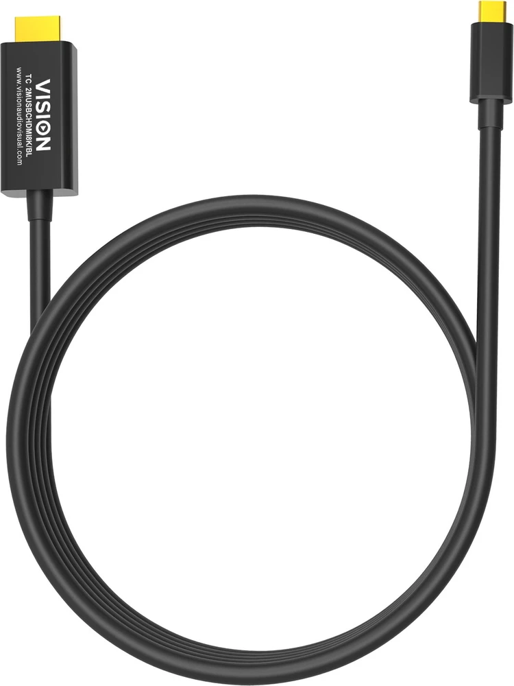 Kabelis USB Vision USB-C - HDMI 2 m Juodas (TC 2MUSBCHDMI8K/BL)