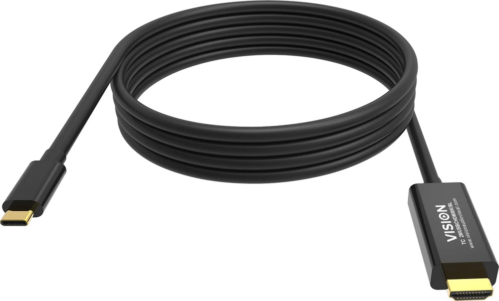 Kabelis USB Vision USB-C - HDMI 2 m Juodas (TC 2MUSBCHDMI8K/BL)