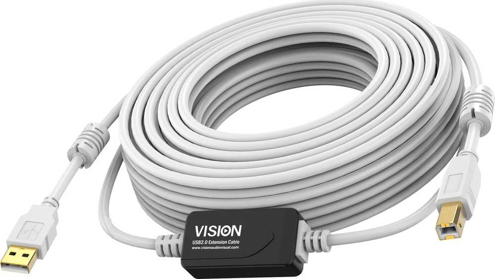 Kabelis USB Vision USB-A - USB-B 15 m Baltas (TC 15MUSB+/2)
