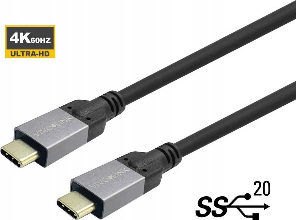 Kabelis USB VivoLink USB-C - USB-C 1 m Juodas (PROUSBCMM1)