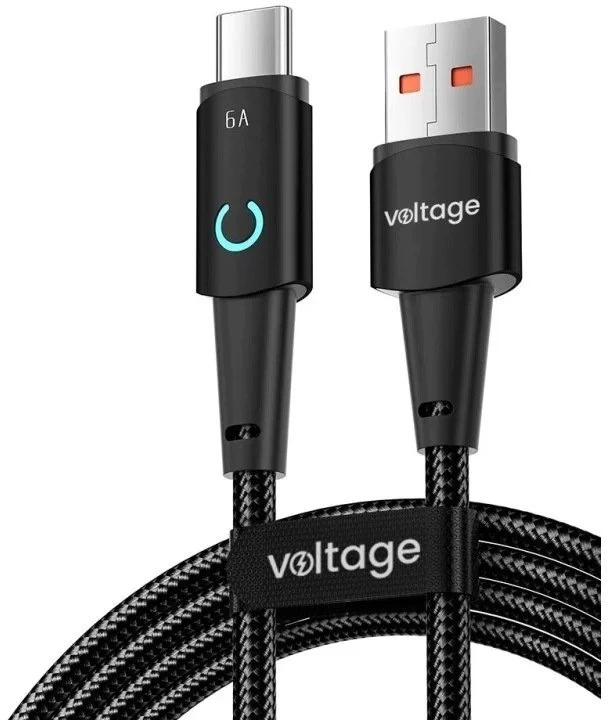 Kabelis USB-A / USB-C Voltage PowerAngle 66W PD 100cm juodas