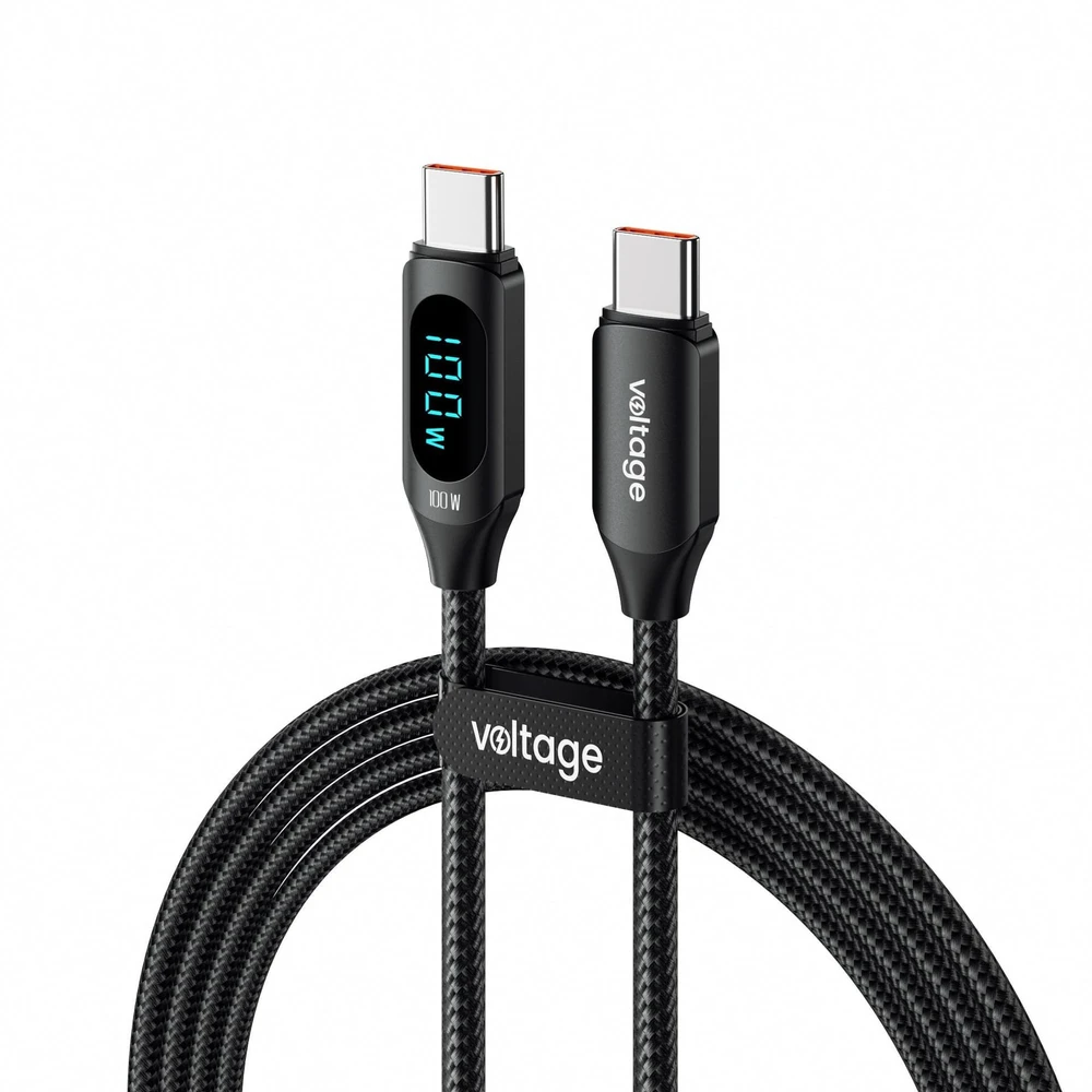 USB-C / USB-C Voltage PowerDisplay 100W PD kabelis 100cm juodas