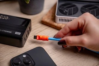 USB-C Įkrovimo Kabelis - Newell USB-C 100W Greito Įkrovimo Kabelis, 2m, Silikonas, Mėlyna-Oranžinė