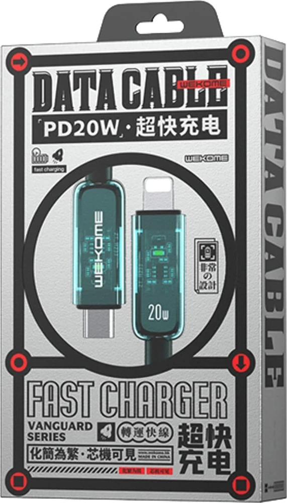 WEKOME WDC-181 Vanguard Series - USB-C to Lightning Super Fast Charging PD 20W connection cable 1m žalios spalvos