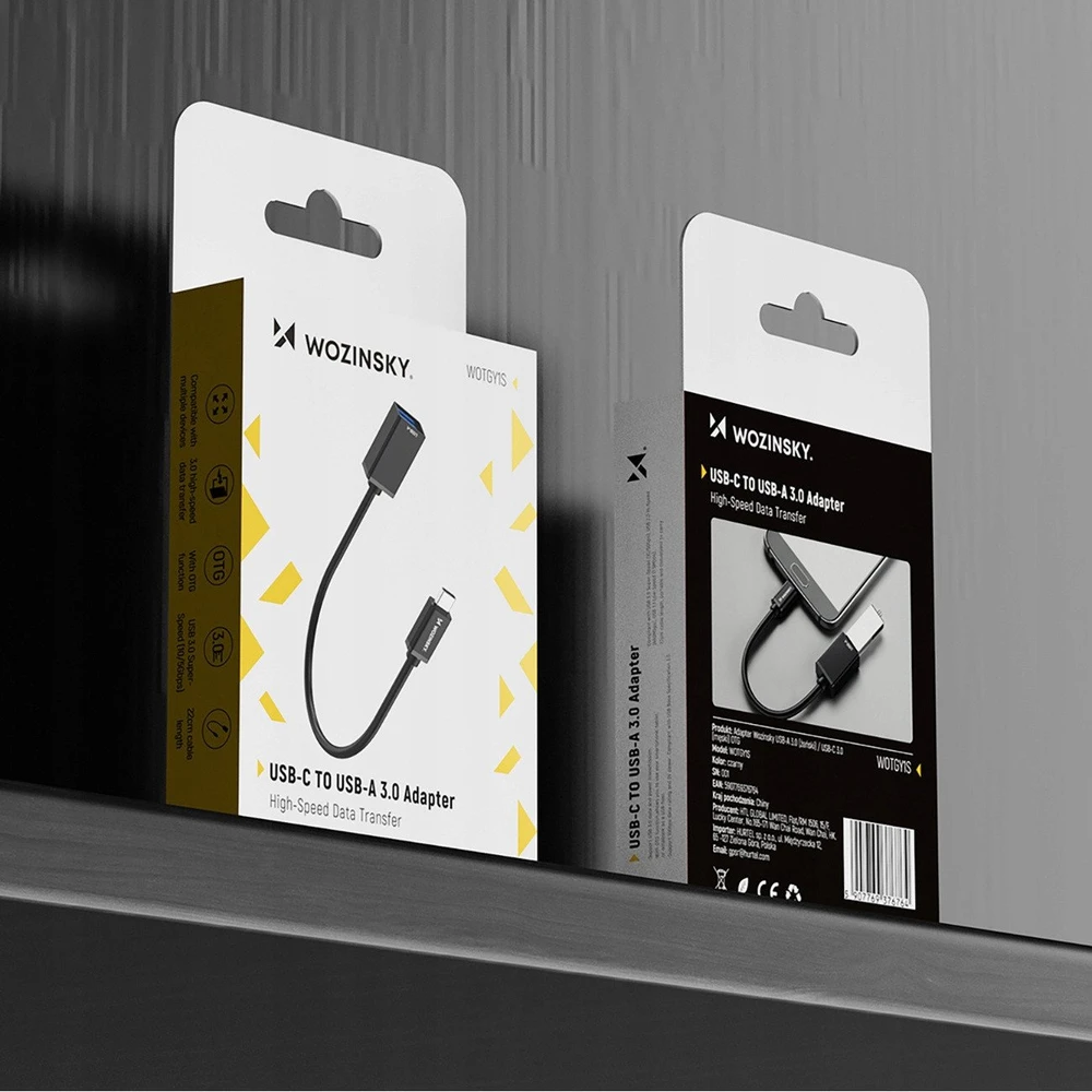 Wozinsky WOTGY1S USB-C 3.0 (male) – USB-A 3.0 (female) OTG Adapteris – juodos spalvos