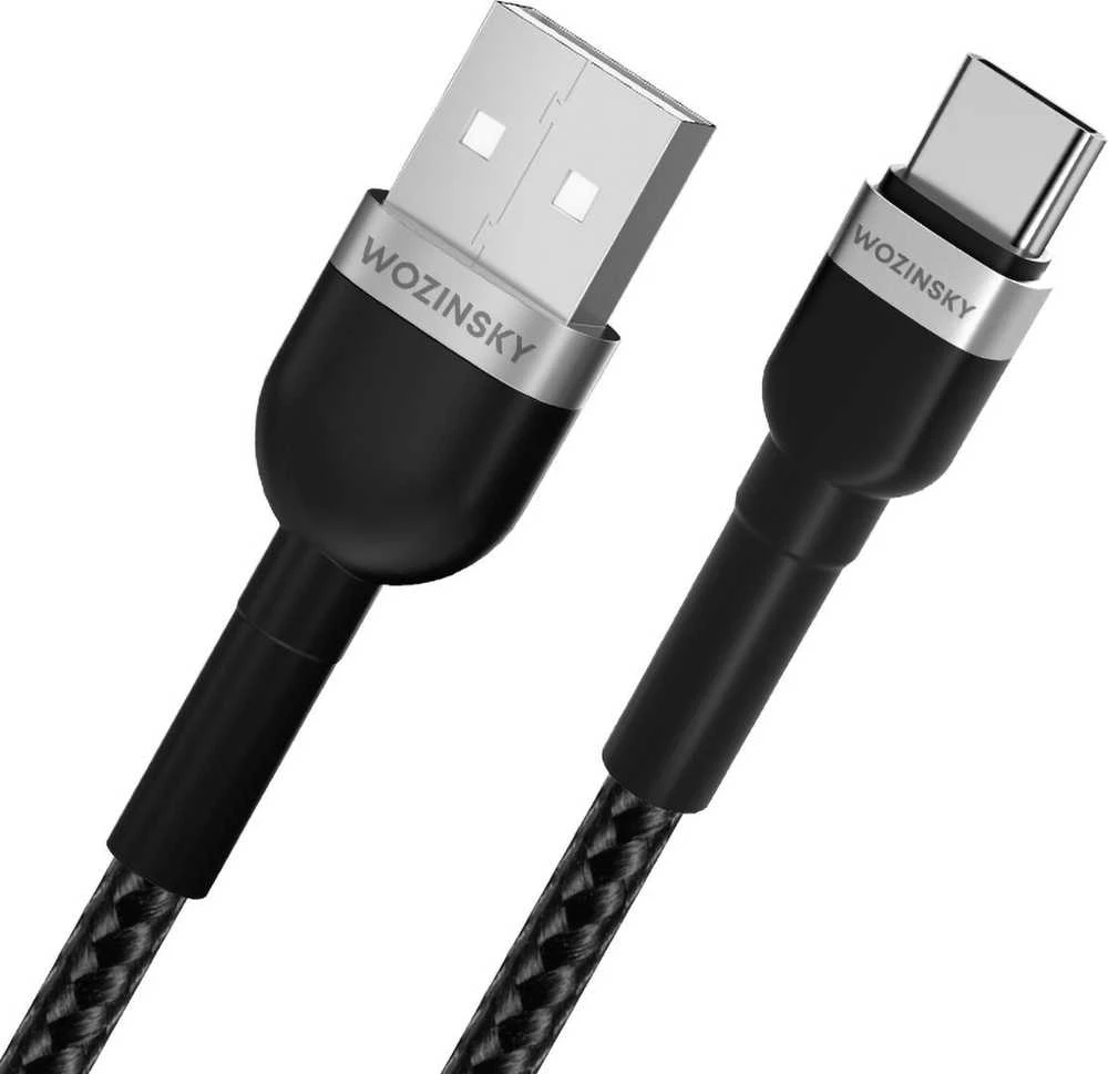Wozinsky WNBAC1 USB-A / USB-C 2.4A kabelis 1 m – juodos spalvos