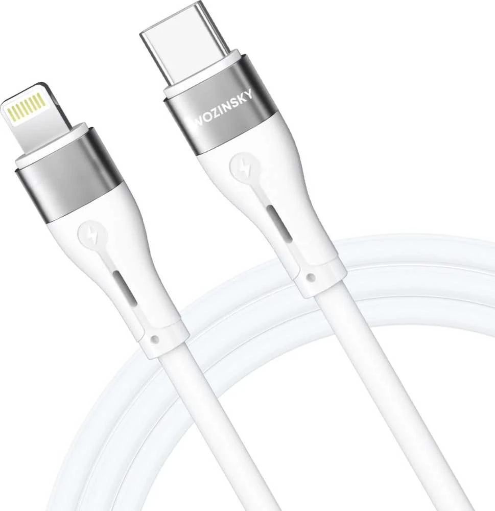 Wozinsky WSTCL1 Lightning / USB-C PD 27W kabelis 1 m – baltos spalvos
