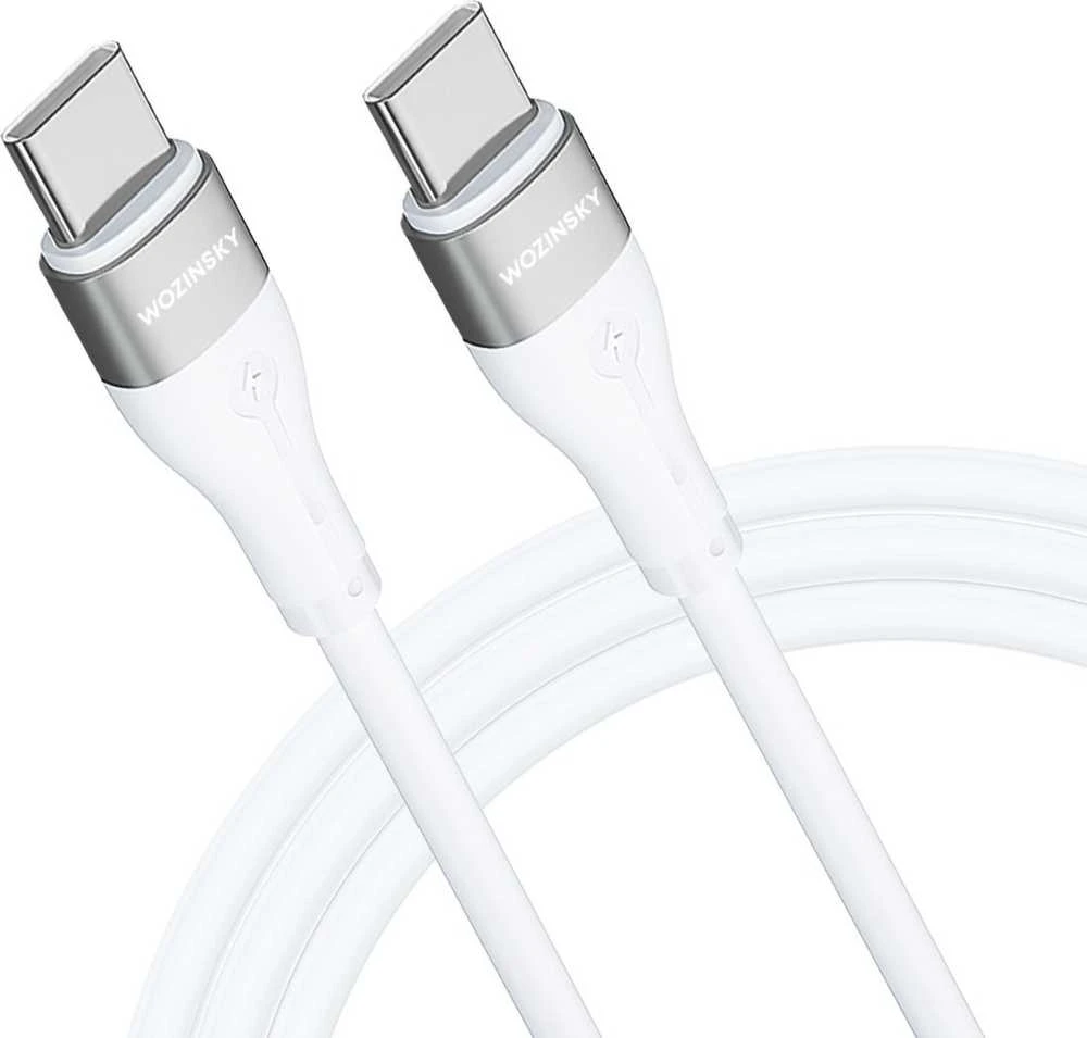 Wozinsky WSTCC1 USB-C / USB-C PD 65W kabelis 1 m long – baltos spalvos