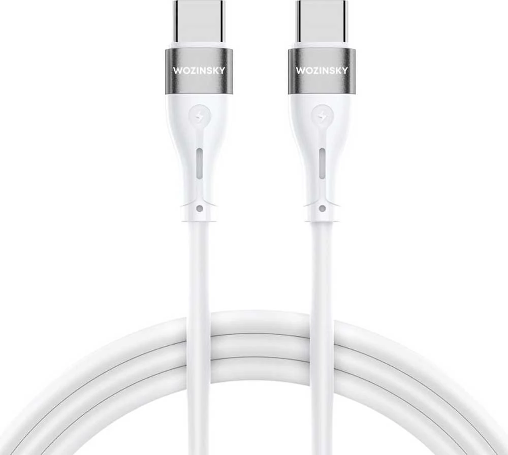 Wozinsky WSTCC1 USB-C / USB-C PD 65W kabelis 1 m long – baltos spalvos