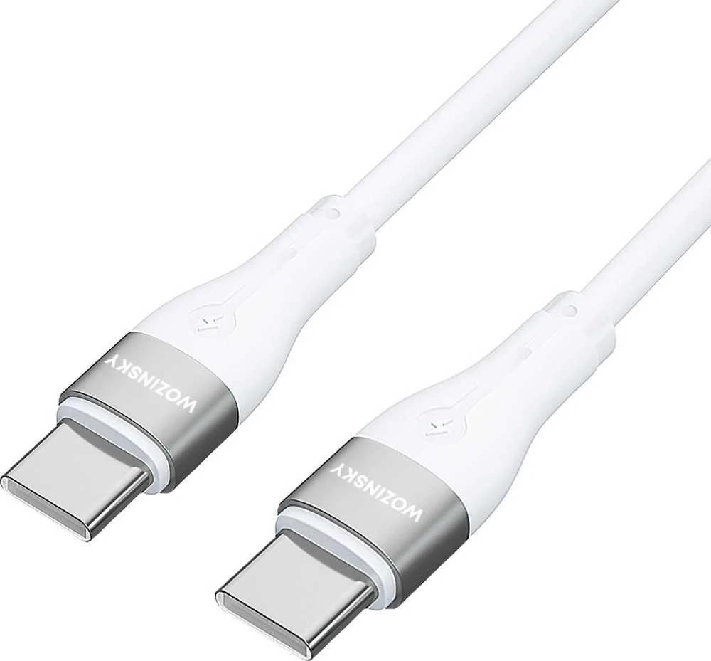 Wozinsky WSTCC1 USB-C / USB-C PD 65W kabelis 1 m long – baltos spalvos