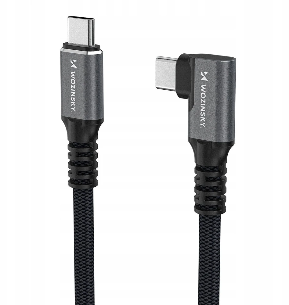 Wozinsky WPS3-UY41S USB-C USB4 40Gb/s 240W 1m 4K kampinis kabelis - Juodas