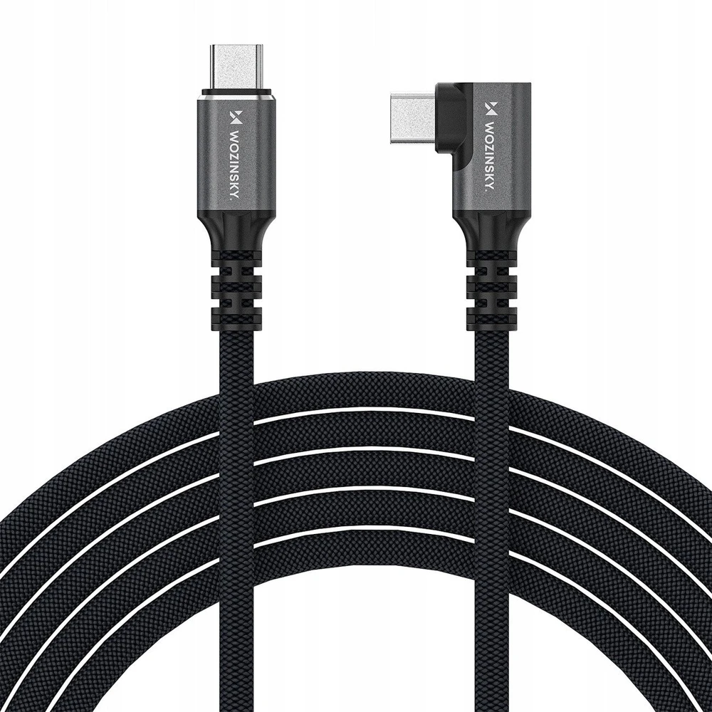 Wozinsky WPS3-UY41S USB-C USB4 40Gb/s 240W 1m 4K kampinis kabelis - Juodas