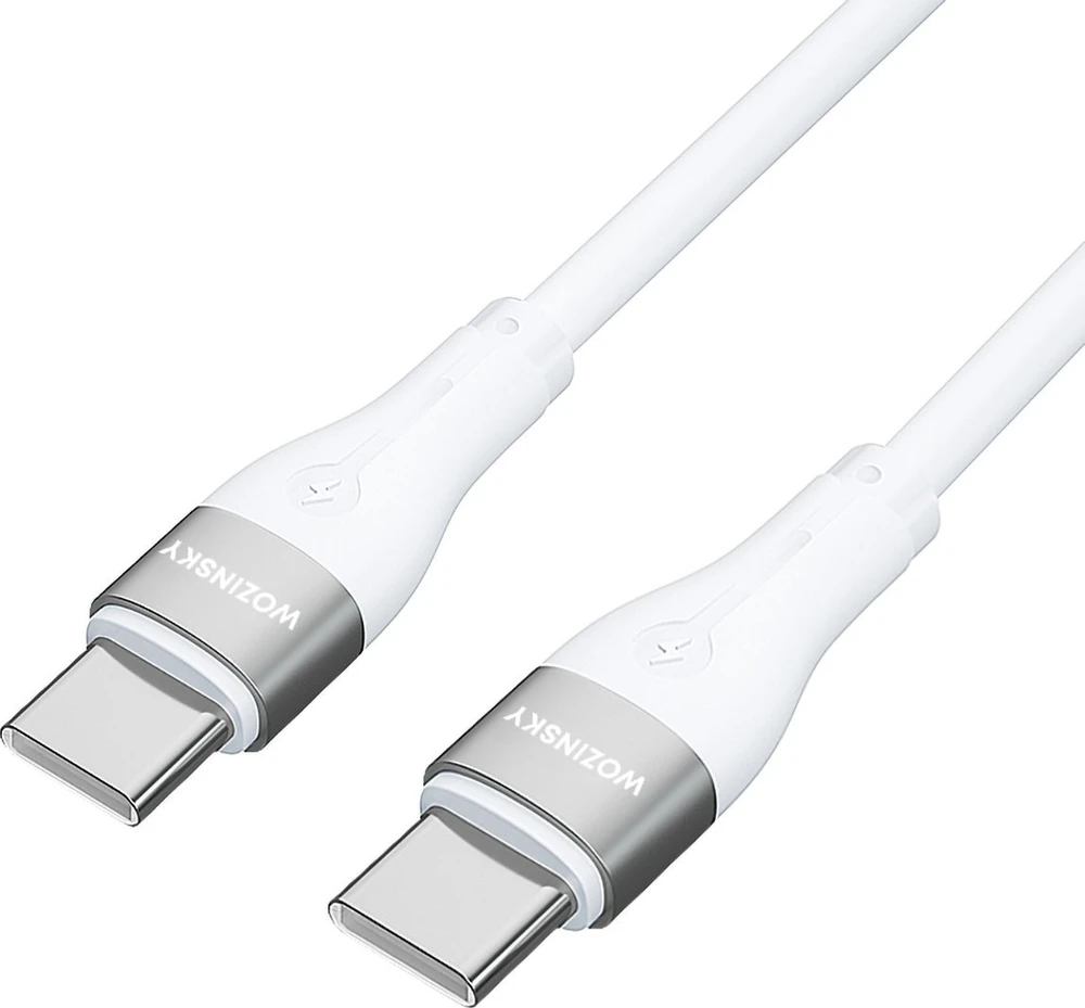 Wozinsky WSTCC2 USB-C / USB-C PD 65W kabelis 2 m – baltos spalvos