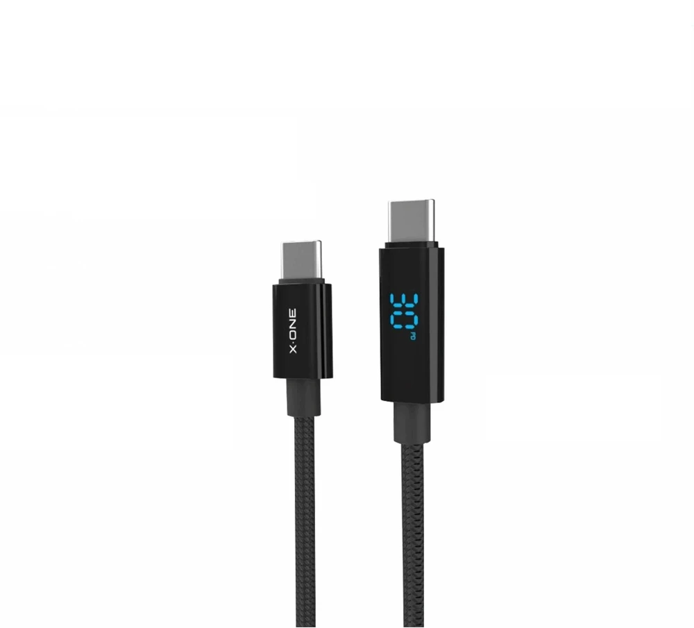 X-ONE BoltLink LED Ekranas data cable - type C to C - max 100W 1,5 m juodas