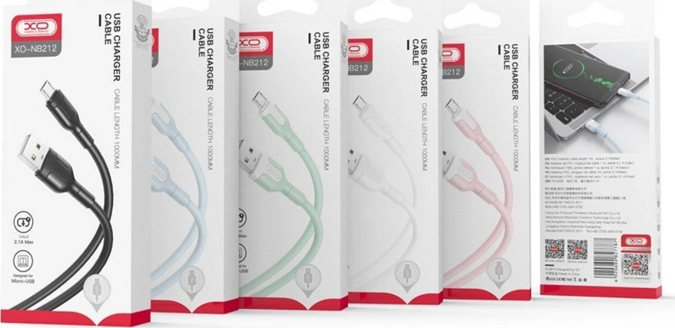 XO kabelis NB212 USB - Lightning 1,0 m 2,1A baltos spalvos